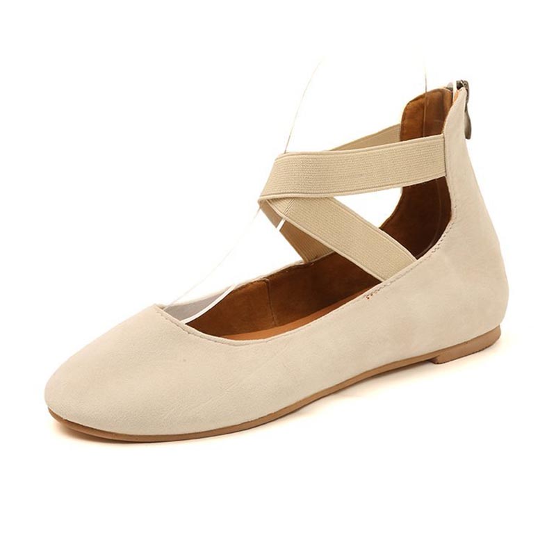 Womens Ballet Flats Elastic Ankle Strap Shoes