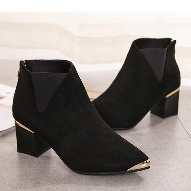 Autumn Winter New Steel Head Boots Matte Leather Boots Comfortable Zipper Women&apos;s Boots