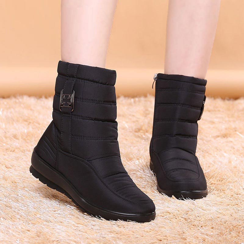 Snow Boots Women Shoes Casual Winter Zipper Ankle Boots Warm Fur Round