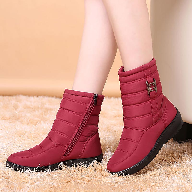 Snow Boots Women Shoes Casual Winter Zipper Ankle Boots Warm Fur Round