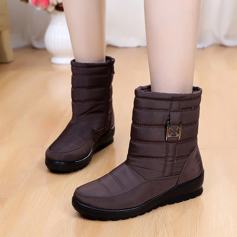 Snow Boots Women Shoes Casual Winter Zipper Ankle Boots Warm Fur Round