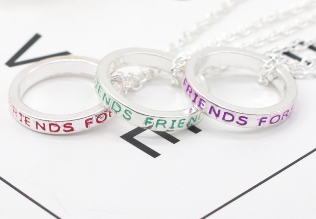 Good friend three-piece set ring necklace good bestie good sister pendant pendant decoration