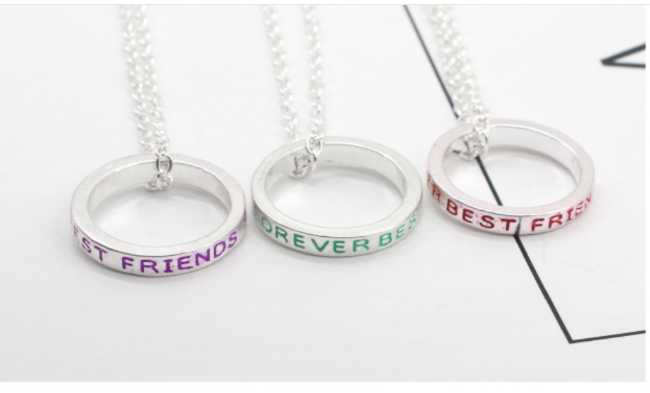 Good friend three-piece set ring necklace good bestie good sister pendant pendant decoration