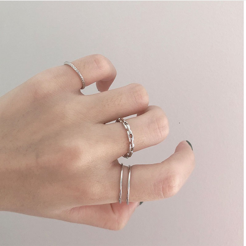Individual character tail rings contracted cold breeze ring female Ins tide forefinger rings