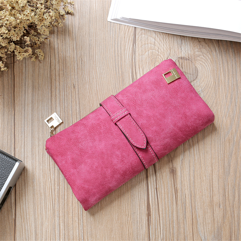 KIKO Women Wallets Matte Leather Wallet Female Coin Purse Wallet Card Holder Wristlet Money Bag