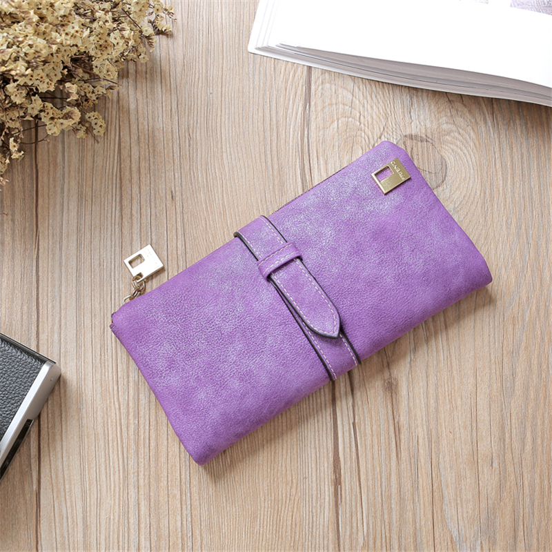 KIKO Women Wallets Matte Leather Wallet Female Coin Purse Wallet Card Holder Wristlet Money Bag