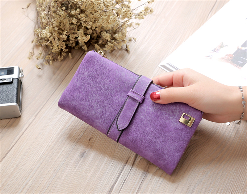 KIKO Women Wallets Matte Leather Wallet Female Coin Purse Wallet Card Holder Wristlet Money Bag