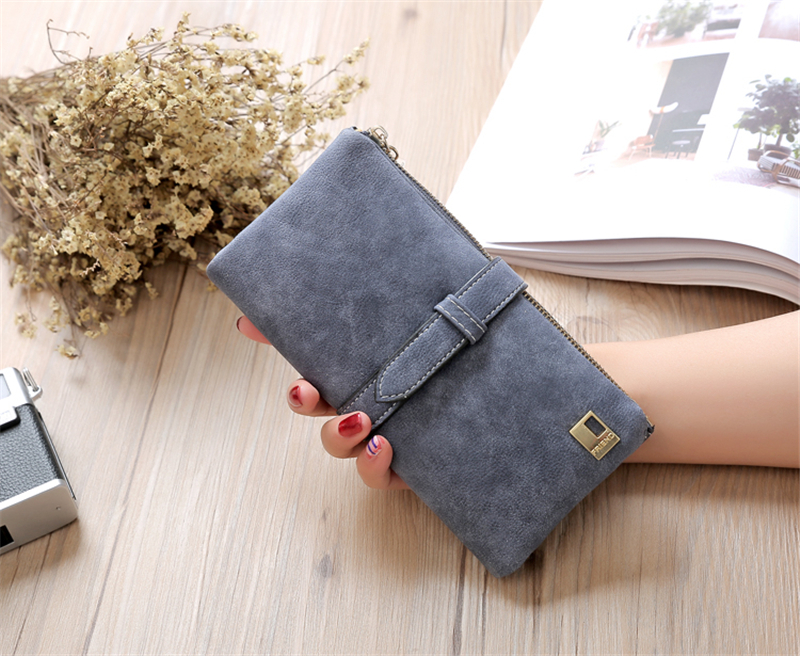 KIKO Women Wallets Matte Leather Wallet Female Coin Purse Wallet Card Holder Wristlet Money Bag