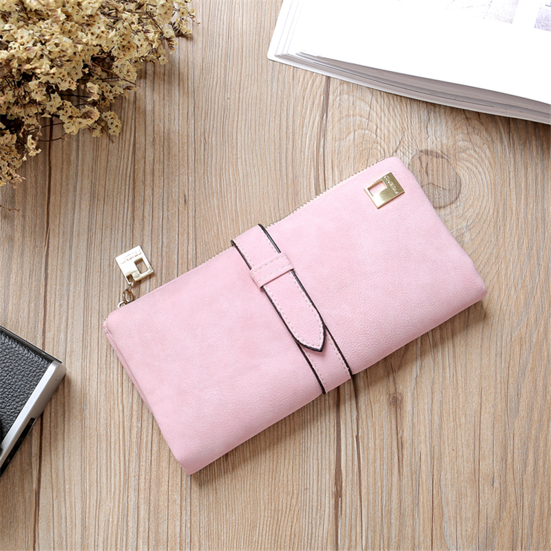 KIKO Women Wallets Matte Leather Wallet Female Coin Purse Wallet Card Holder Wristlet Money Bag