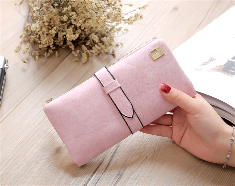 KIKO Women Wallets Matte Leather Wallet Female Coin Purse Wallet Card Holder Wristlet Money Bag
