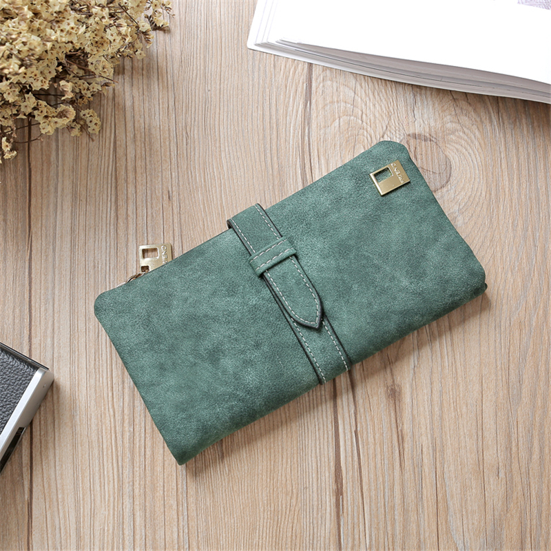 KIKO Women Wallets Matte Leather Wallet Female Coin Purse Wallet Card Holder Wristlet Money Bag