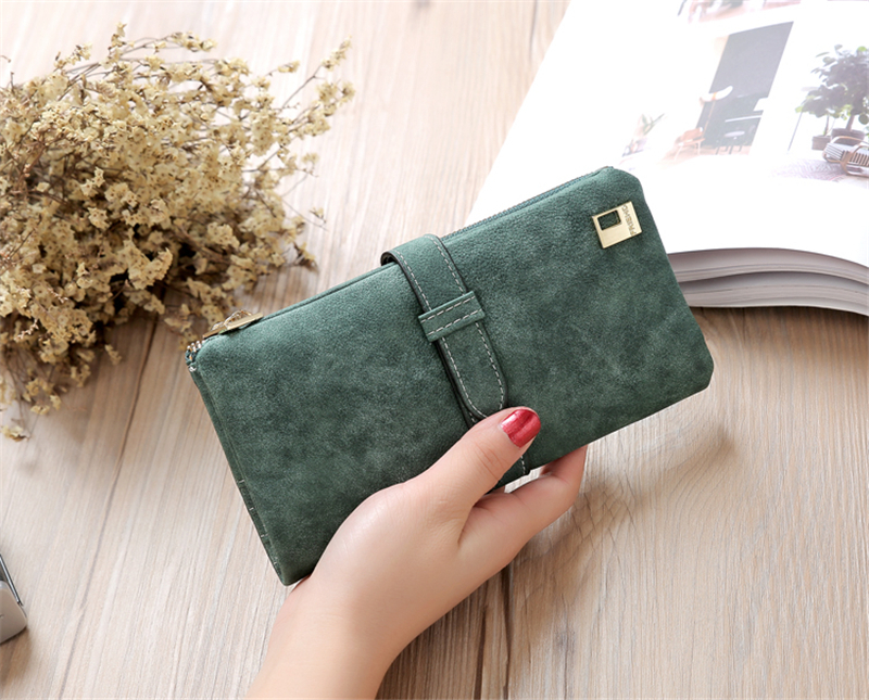 KIKO Women Wallets Matte Leather Wallet Female Coin Purse Wallet Card Holder Wristlet Money Bag