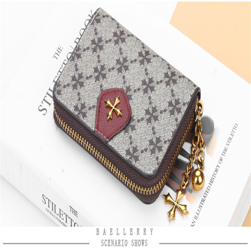 Short Korean pattern multi-slot organ card bag vertical zipper women's purse OL