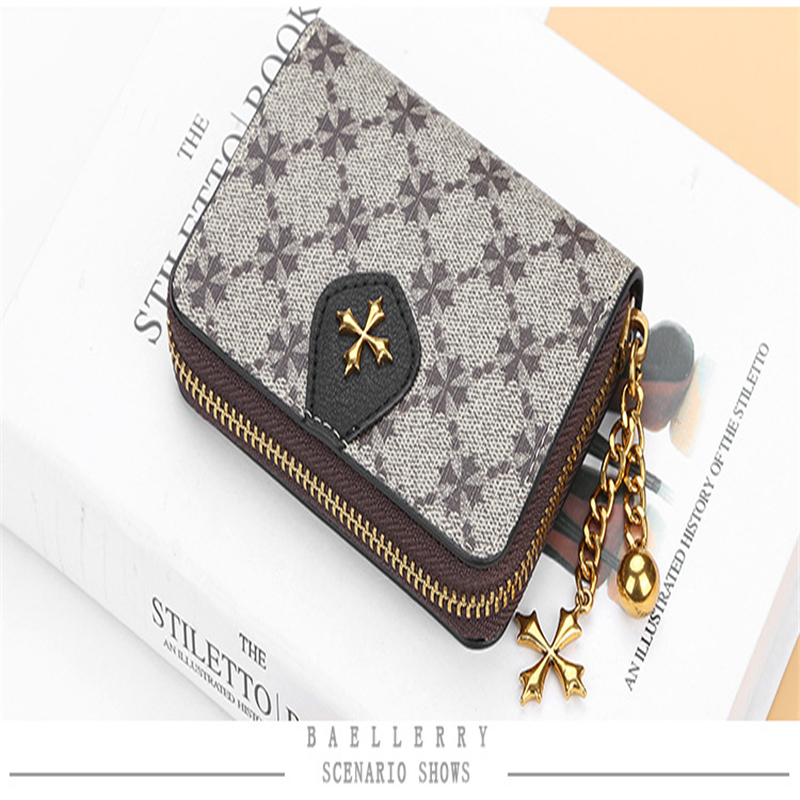 Short Korean pattern multi-slot organ card bag vertical zipper women's purse OL