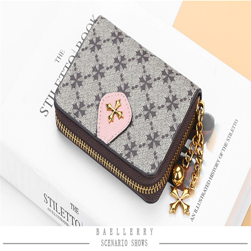 Short Korean pattern multi-slot organ card bag vertical zipper women's purse OL