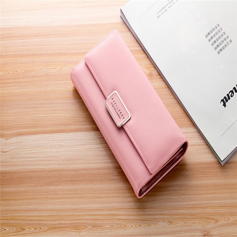 New Korean style Women' Wallet simple fashion envelope buckle three fold