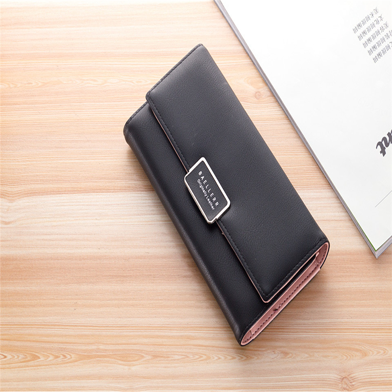 New Korean style Women' Wallet simple fashion envelope buckle three fold