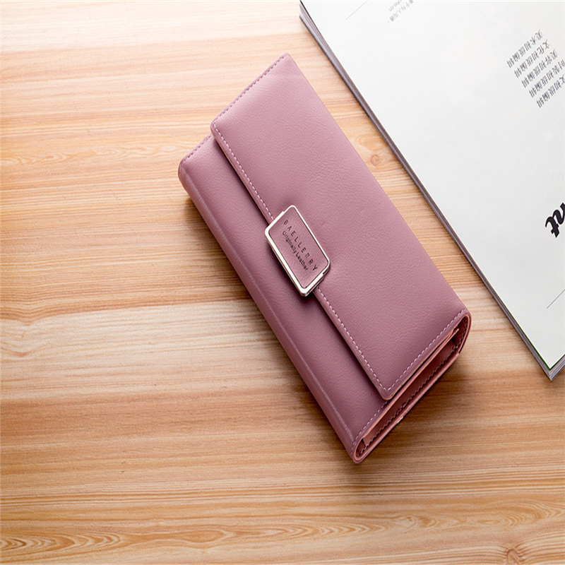 New Korean style Women' Wallet simple fashion envelope buckle three fold