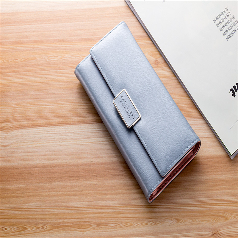 New Korean style Women' Wallet simple fashion envelope buckle three fold