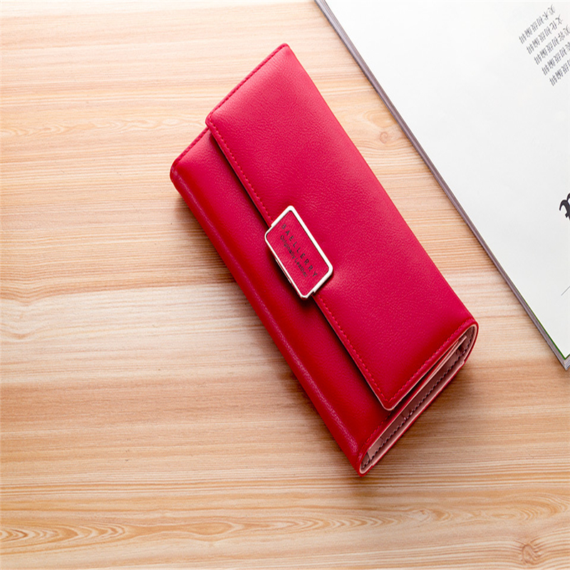 New Korean style Women' Wallet simple fashion envelope buckle three fold