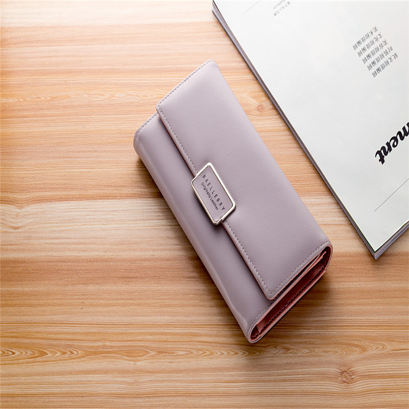 New Korean style Women' Wallet simple fashion envelope buckle three fold