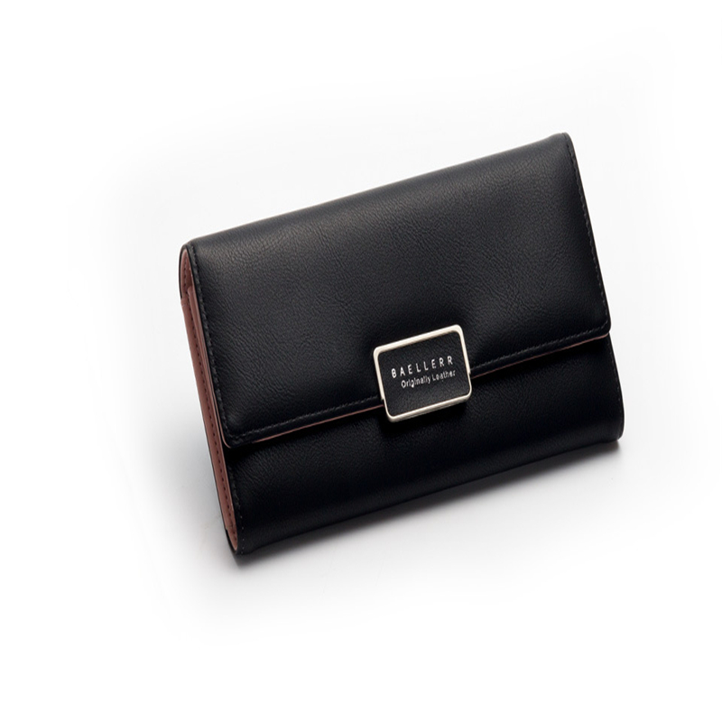 New Korean style Women' Wallet simple fashion envelope buckle three fold