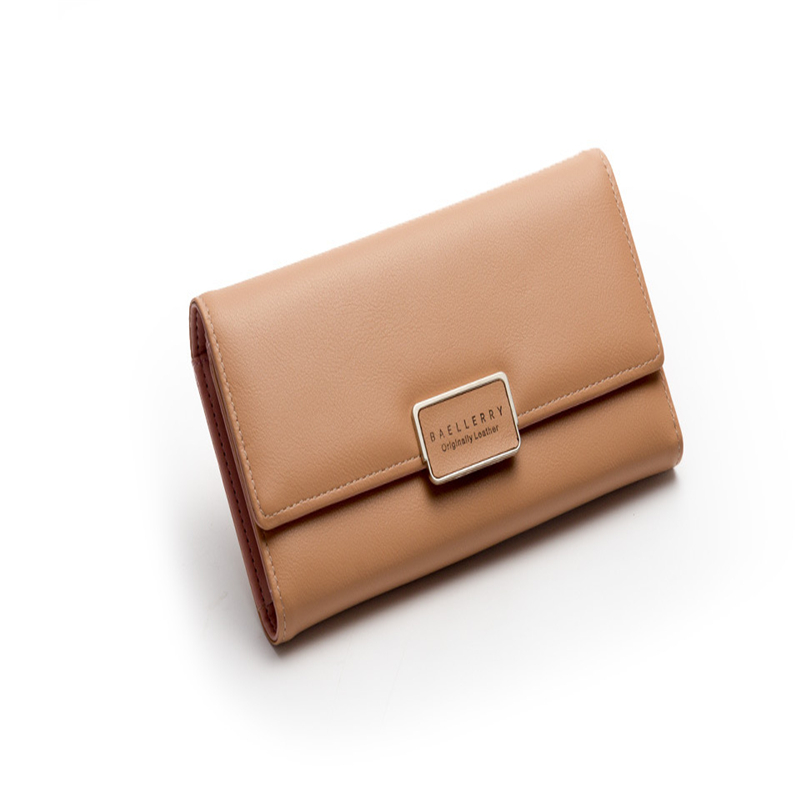 New Korean style Women' Wallet simple fashion envelope buckle three fold