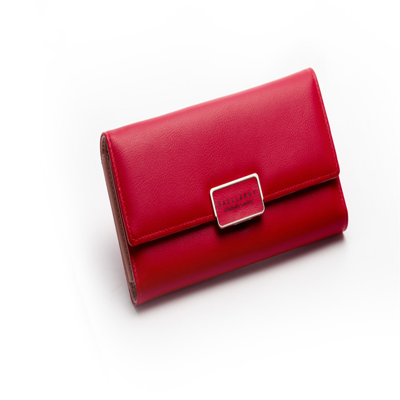 New Korean style Women' Wallet simple fashion envelope buckle three fold