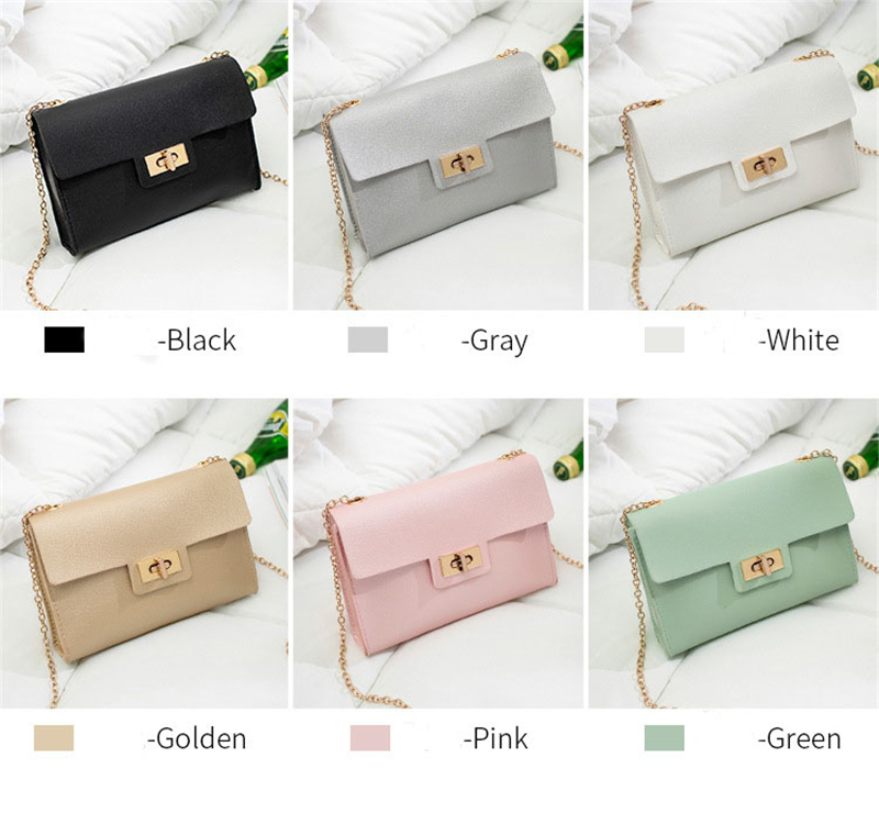 2019 New solid Color Small Square Bag Fashion Wild Single Shoulder Slung Handbag