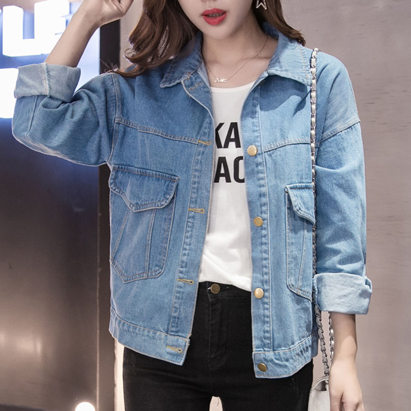 Autumn outfit BF jacket Jean jacket Women's clothing Loose big yards cowboy clothing