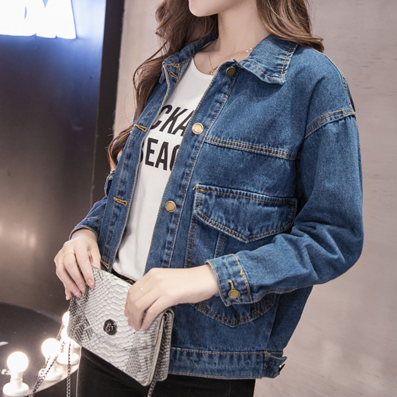 Autumn outfit BF jacket Jean jacket Women's clothing Loose big yards cowboy clothing