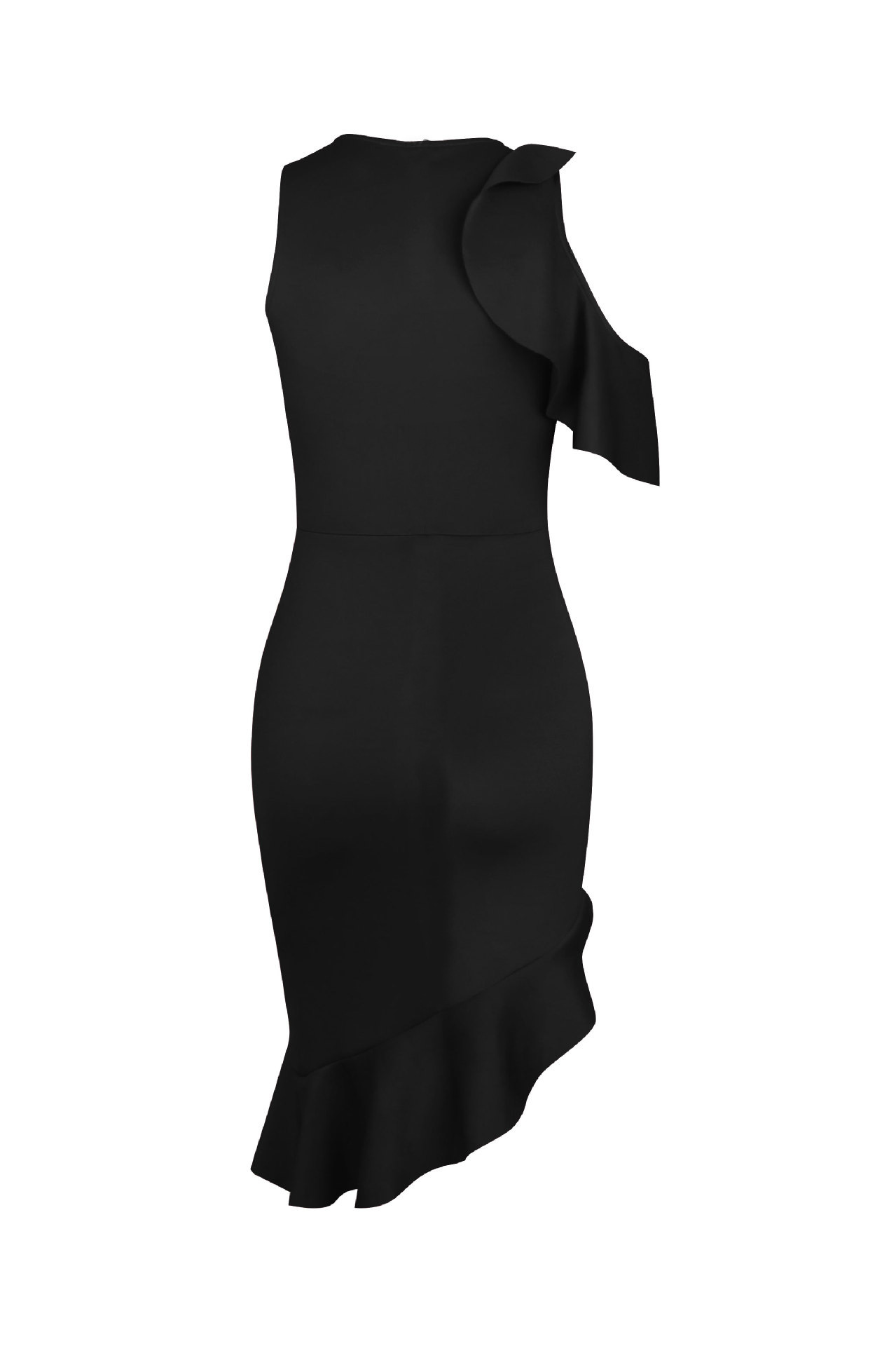 Women's autumn/winter new evening dress explosively flying sleeve off-the-shoulder ruffled skirt