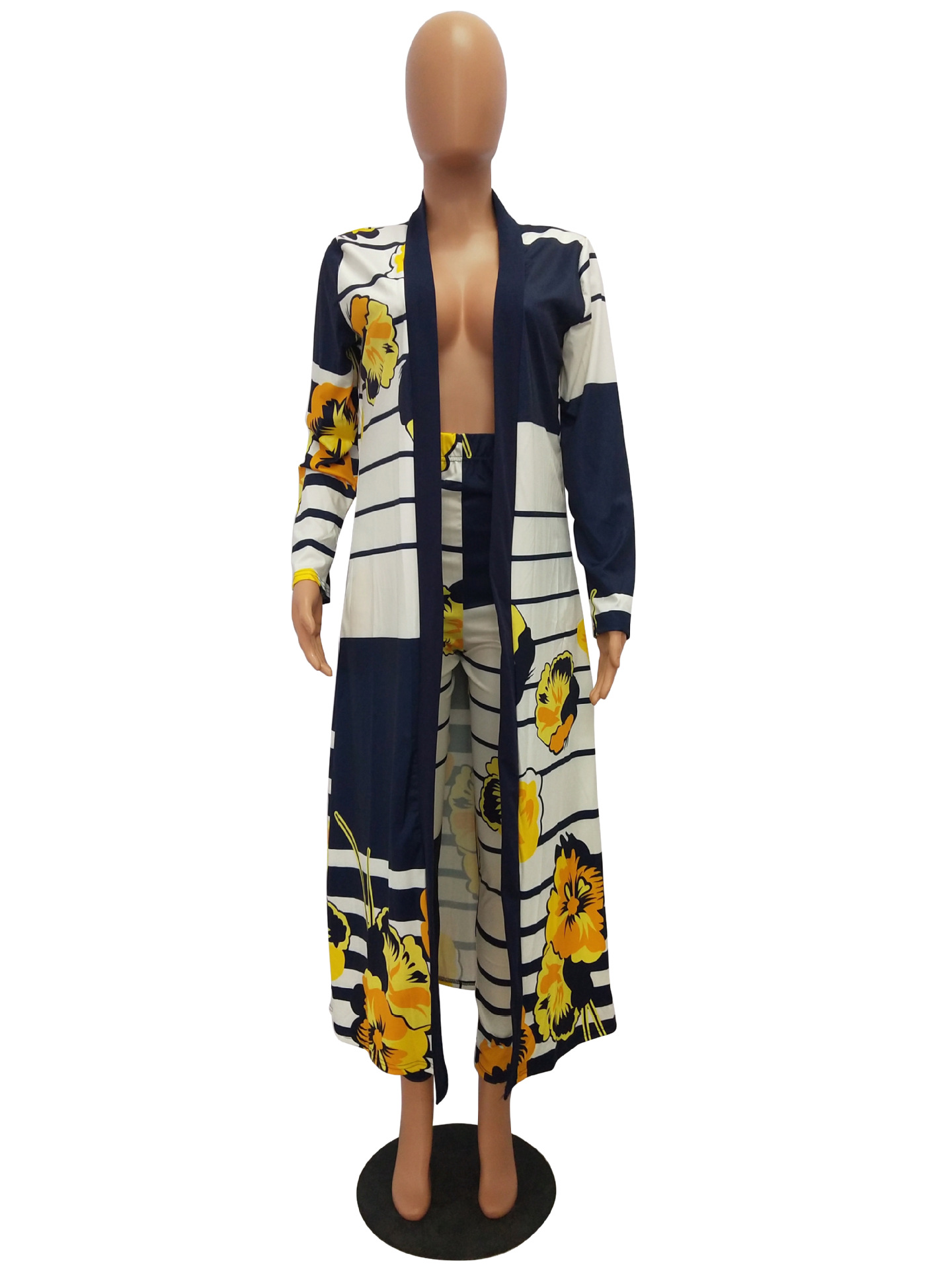 Women Fashion digital ladies printing cloak and bottom pants casual suit sets