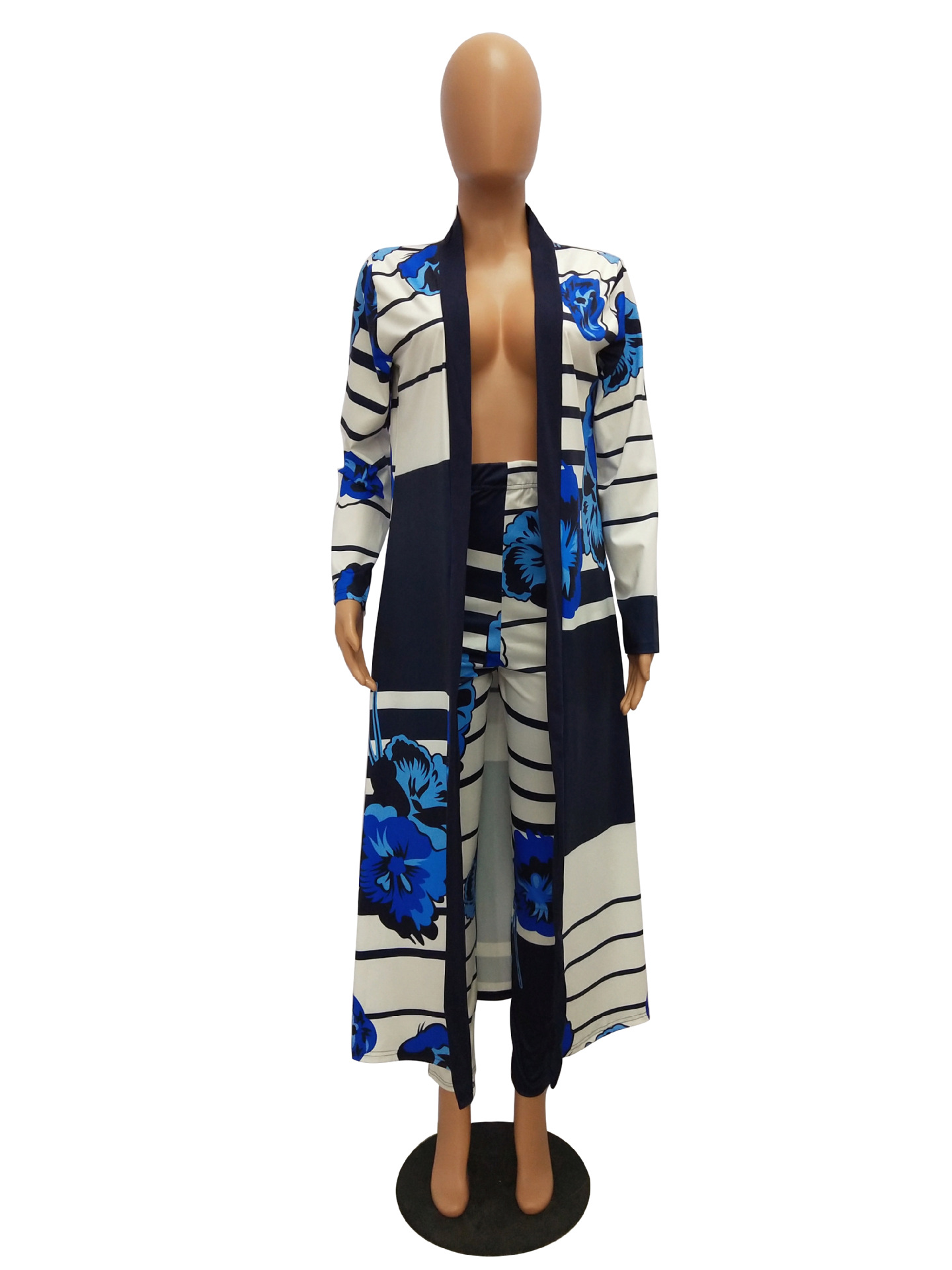 Women Fashion digital ladies printing cloak and bottom pants casual suit sets