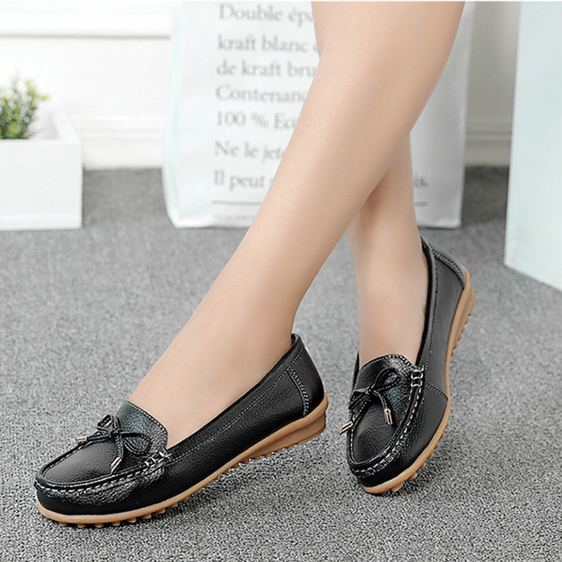 Spring Flats Women Shoes Loafers Genuine Leather Flats Slip On Loafers Female Moccasins Shoes