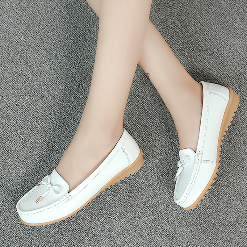 Spring Flats Women Shoes Loafers Genuine Leather Flats Slip On Loafers Female Moccasins Shoes