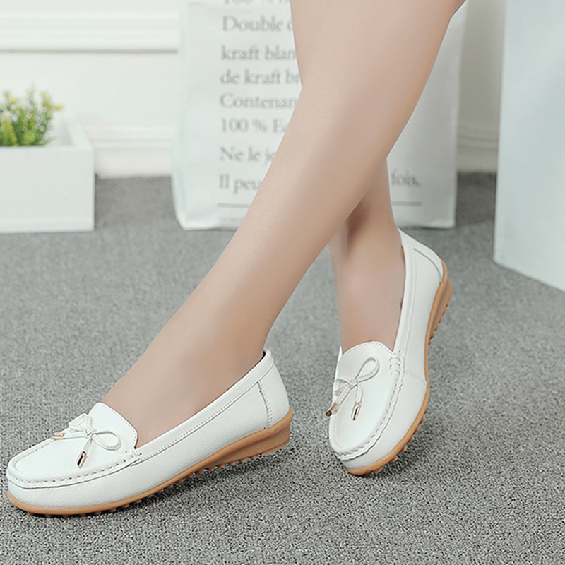 Spring Flats Women Shoes Loafers Genuine Leather Flats Slip On Loafers Female Moccasins Shoes