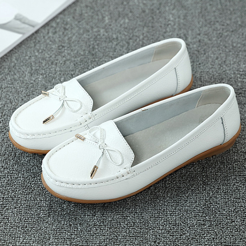 Spring Flats Women Shoes Loafers Genuine Leather Flats Slip On Loafers Female Moccasins Shoes