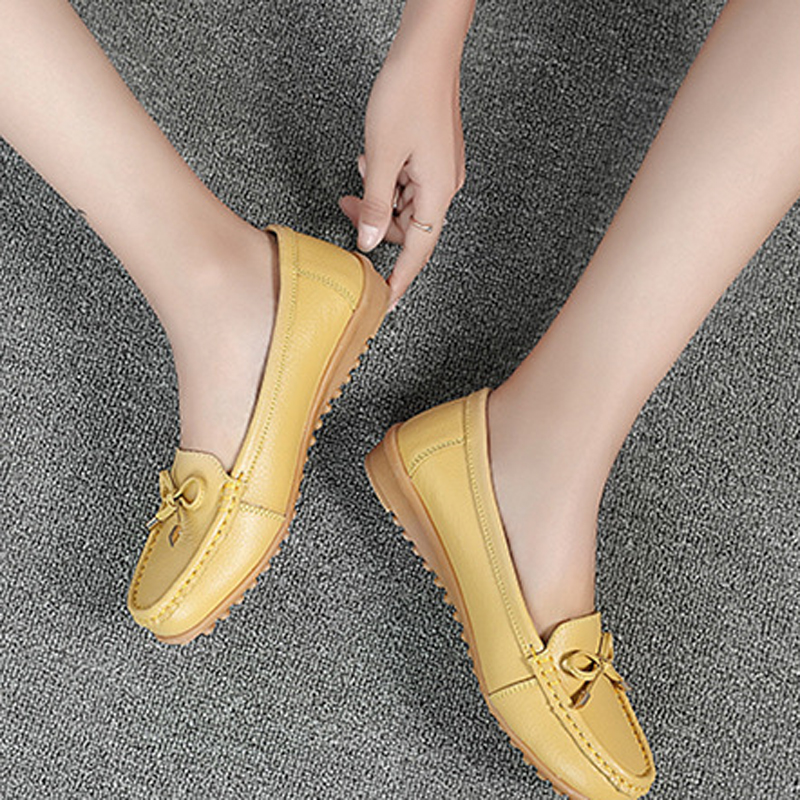 Spring Flats Women Shoes Loafers Genuine Leather Flats Slip On Loafers Female Moccasins Shoes