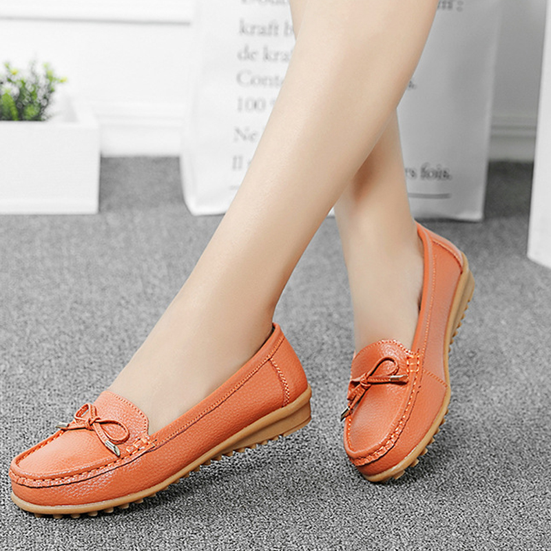 Spring Flats Women Shoes Loafers Genuine Leather Flats Slip On Loafers Female Moccasins Shoes