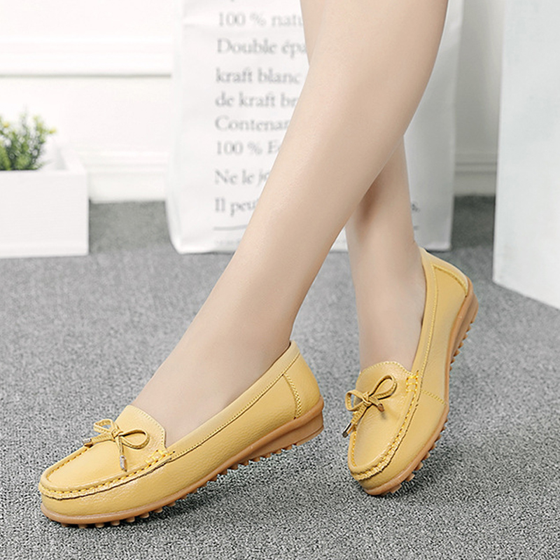 Spring Flats Women Shoes Loafers Genuine Leather Flats Slip On Loafers Female Moccasins Shoes