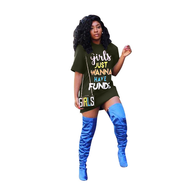 Women Hip hop Letter Printed Ladies Short Sleeve Dress Girls Streetwear Sexy Clubwear Mini Dress
