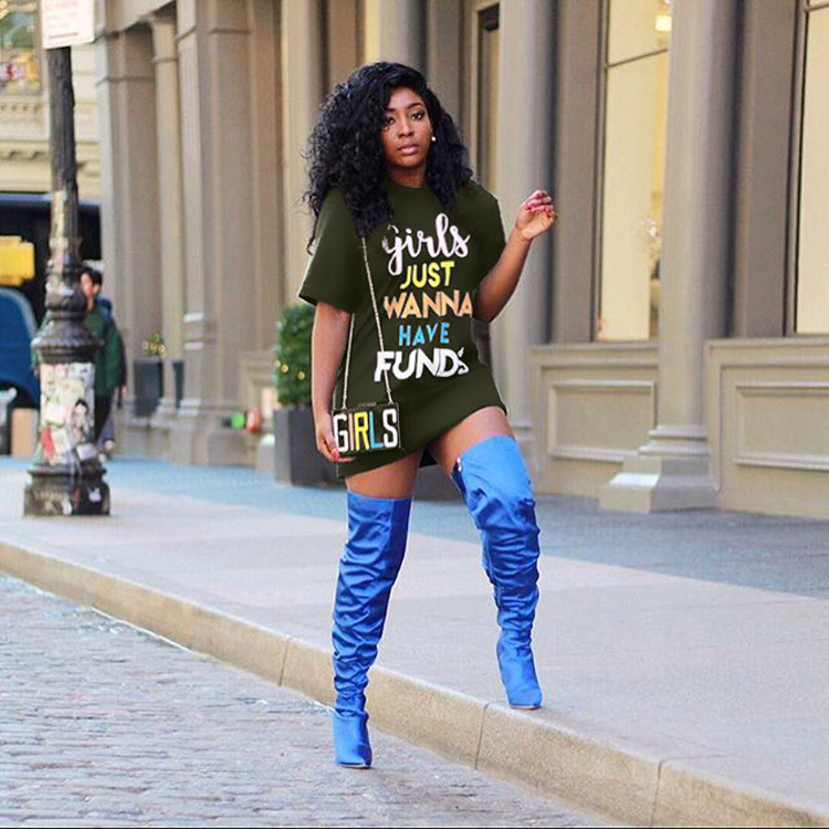 Women Hip hop Letter Printed Ladies Short Sleeve Dress Girls Streetwear Sexy Clubwear Mini Dress