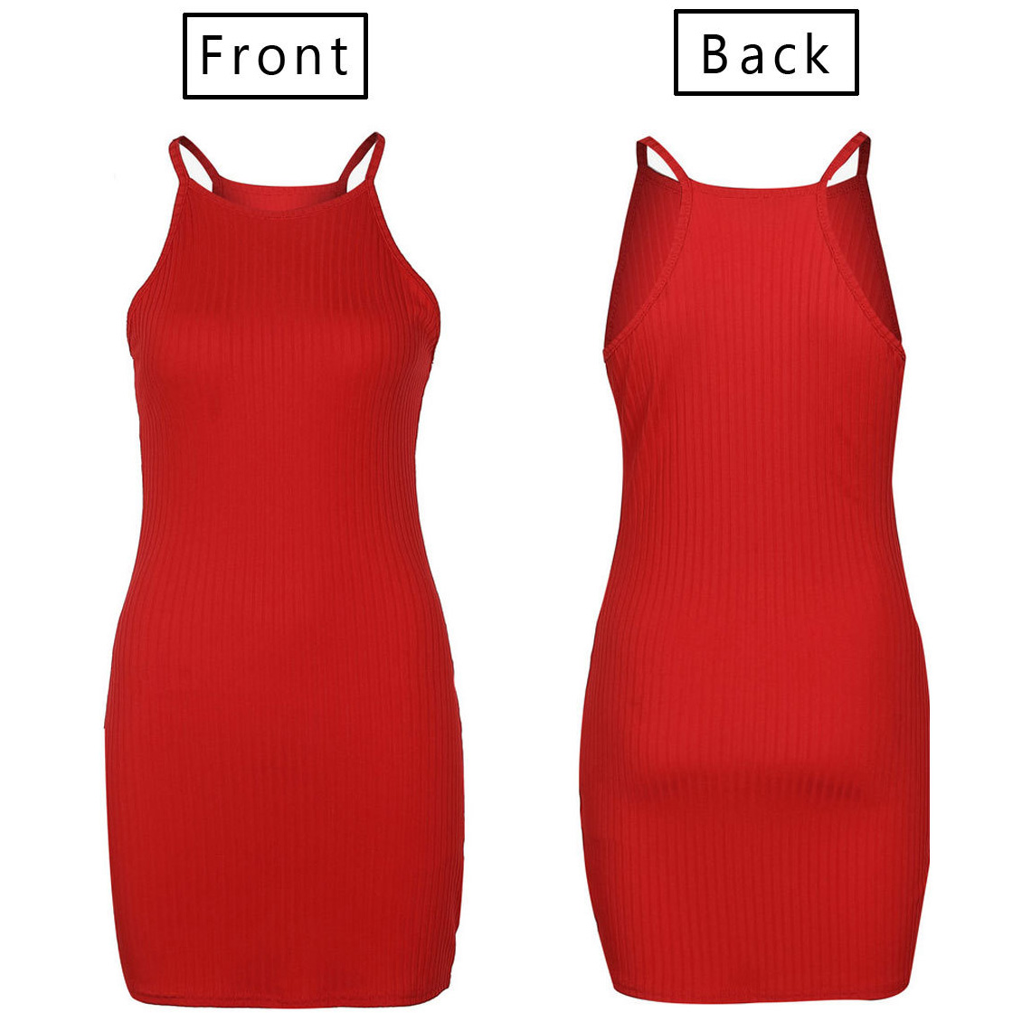 Women Summer Sling Sleeveless Mini Bodycon Dress