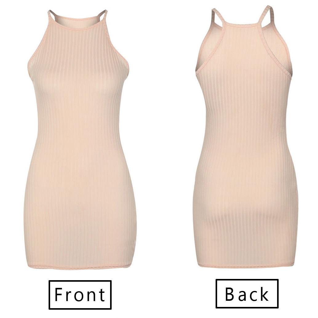 Women Summer Sling Sleeveless Mini Bodycon Dress