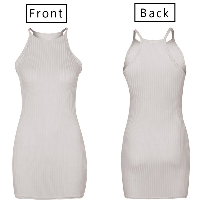 Women Summer Sling Sleeveless Mini Bodycon Dress