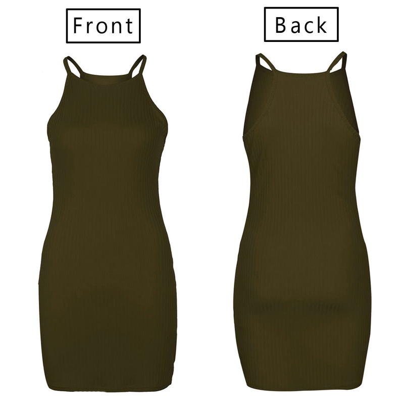 Women Summer Sling Sleeveless Mini Bodycon Dress