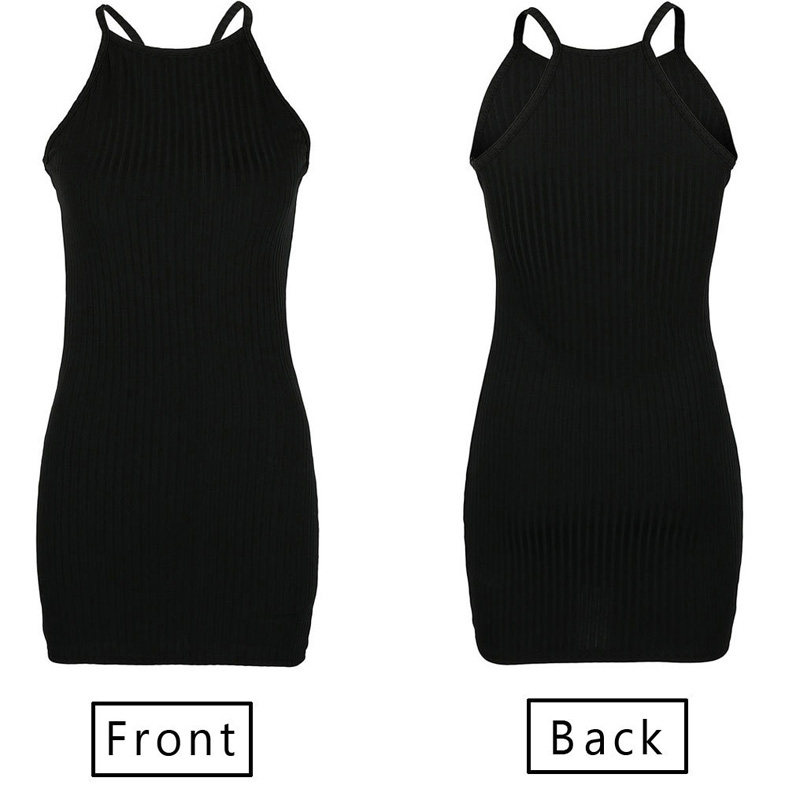 Women Summer Sling Sleeveless Mini Bodycon Dress