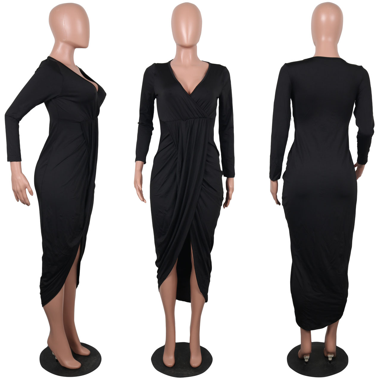 New Fashion Women Sexy V Neck Half Sleeve Bodycon Dresses Ladies