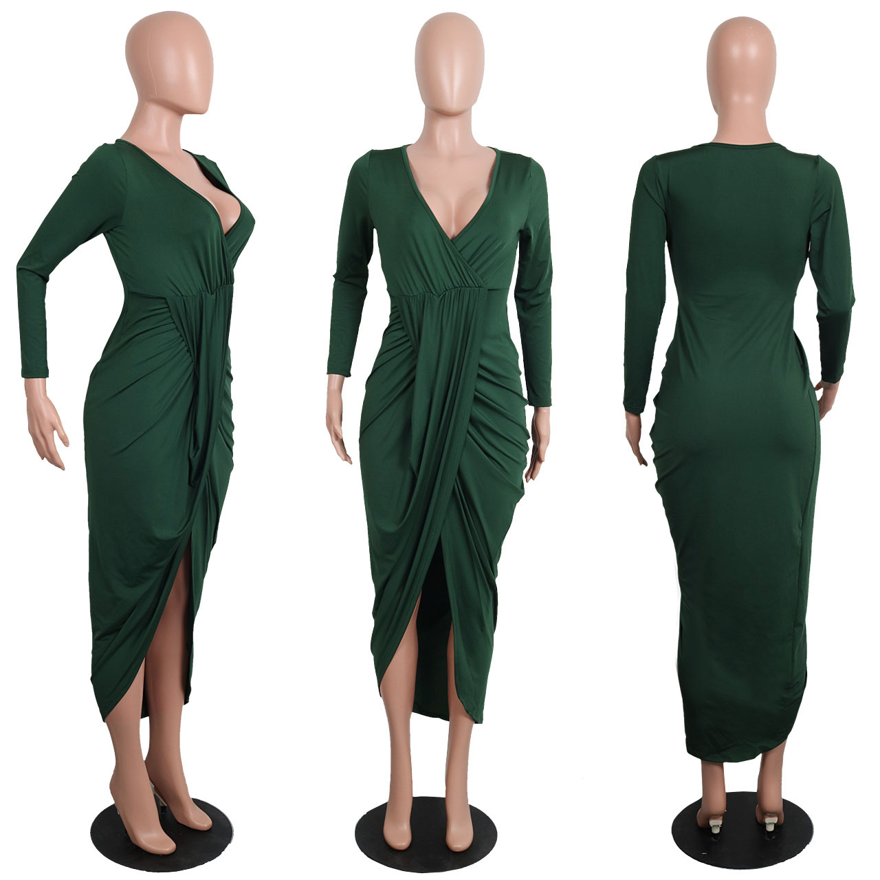 New Fashion Women Sexy V Neck Half Sleeve Bodycon Dresses Ladies
